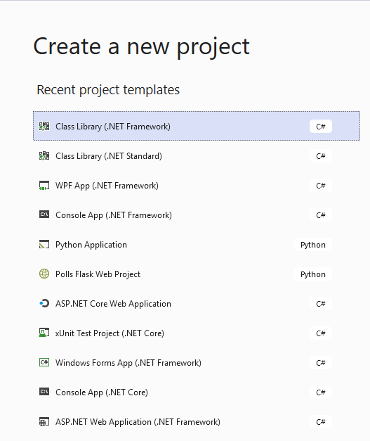 Create new project